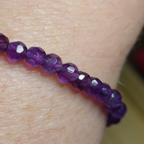 (NWT) Genuine Faceted & Smooth Amethyst (3) Bracelet Stack/Set - Picture 3 of 11